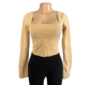 LE LIS Tan Crisscross Back Top